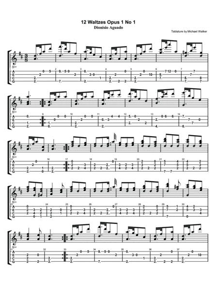 Dionisio Aguado 12 Waltzes Opus 1 8 Petite Pieces Opus 3 For Low G Ukulele