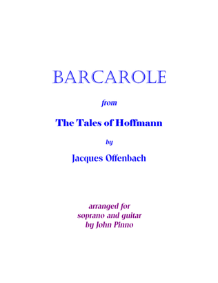 Book cover for Barcarole (The Tales of Hoffman) for voice and classical guitar