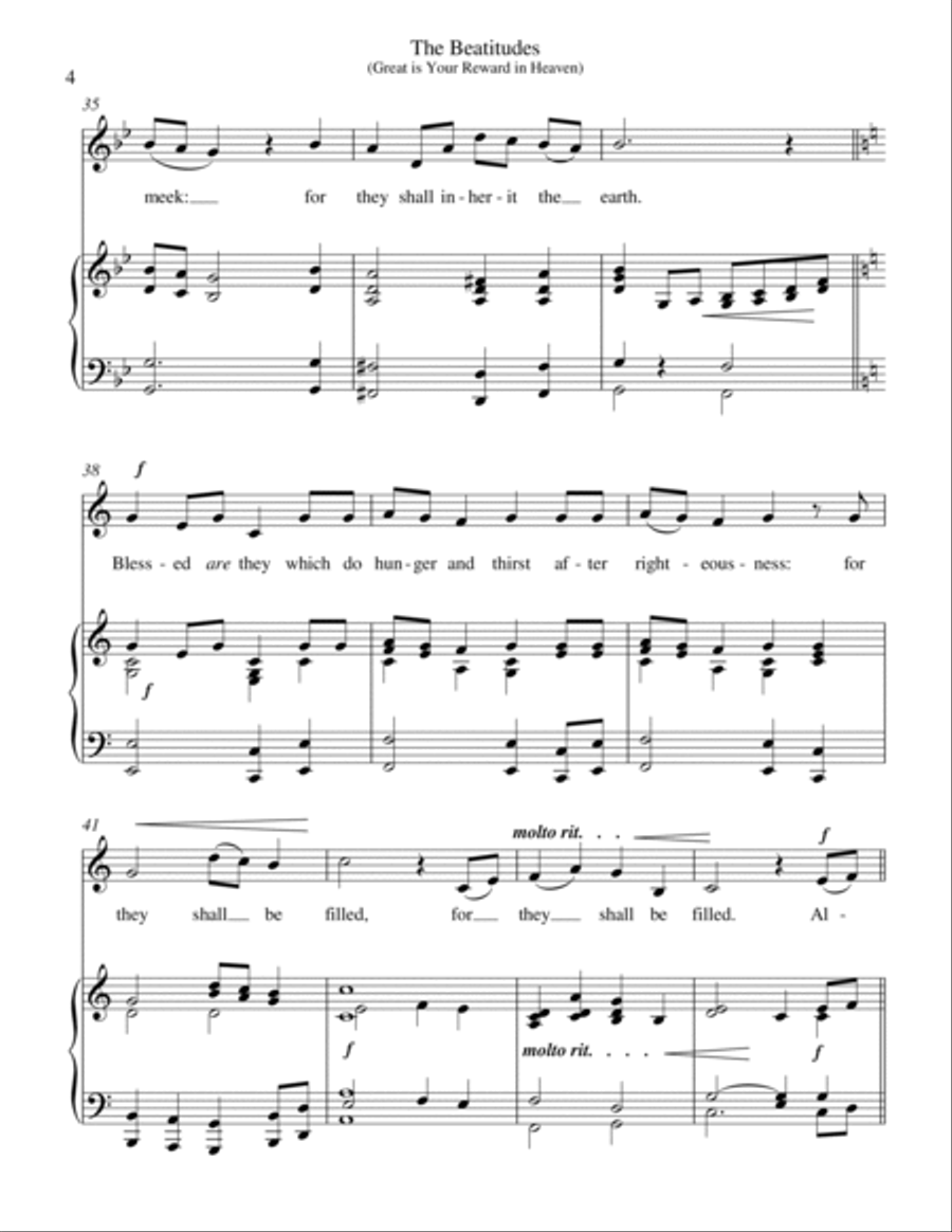 The Beatitudes (Great is Your Reward in Heaven) (medium low voice) Low Voice scores gallery preview page 5