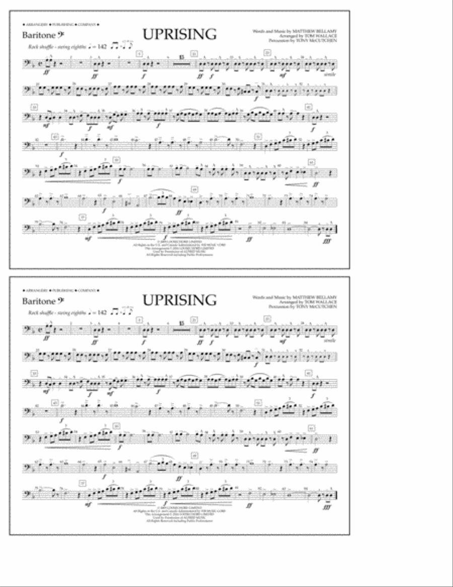 Uprising - Baritone B.C. Marching Band scores gallery preview page 1