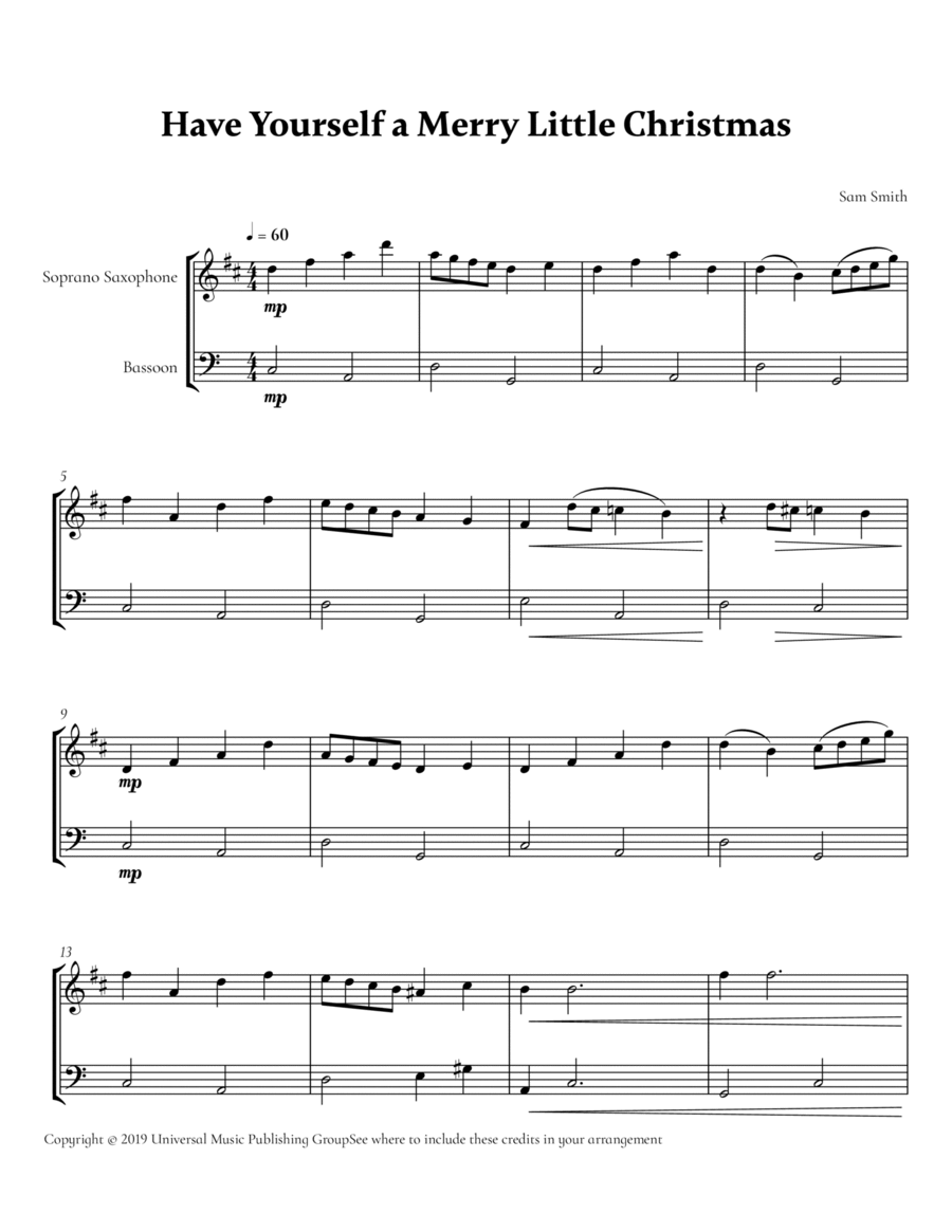Have Yourself A Merry Little Christmas Score and Parts scores gallery preview page 1