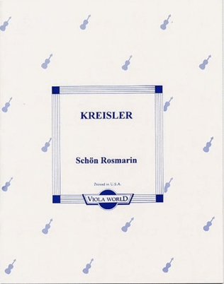 Book cover for Kreisler - Schon Rosmarin Viola/Piano