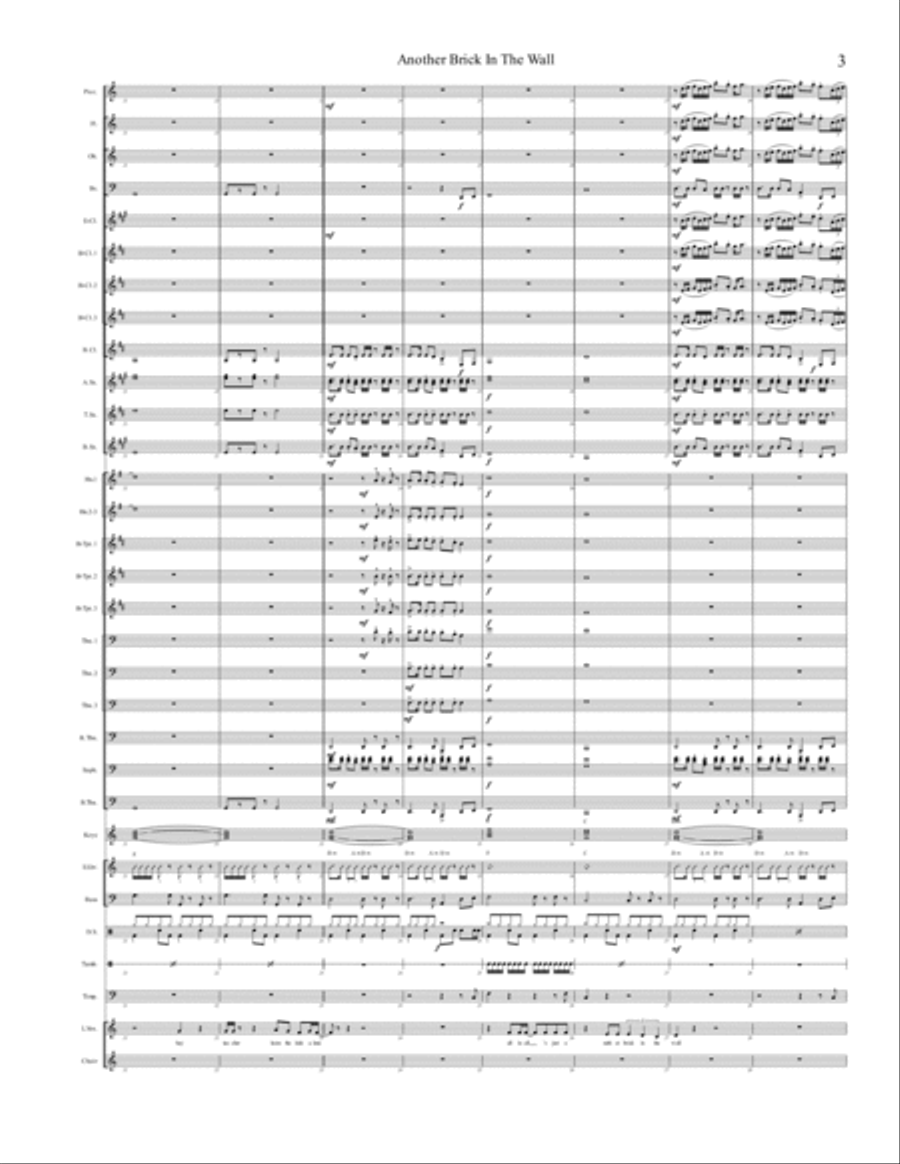 Another Brick In The Wall Concert Band scores gallery preview page 3