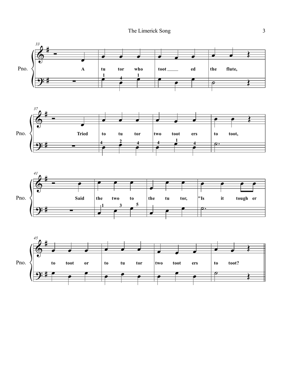 The Limerick Song The Limerick Song Piano Method scores gallery preview page 3