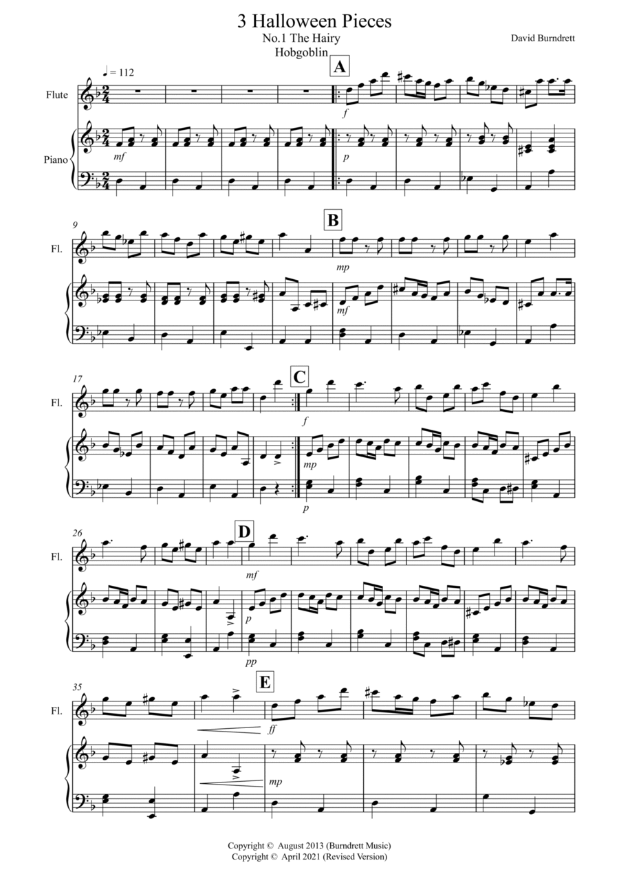 3 Halloween Pieces for Flute And Piano 3 Halloween Pieces for Flute And Piano Flute Solo scores gallery preview page 1