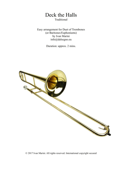 Deck the Halls - Easy Duet for Trombones or Euphoniums image number null