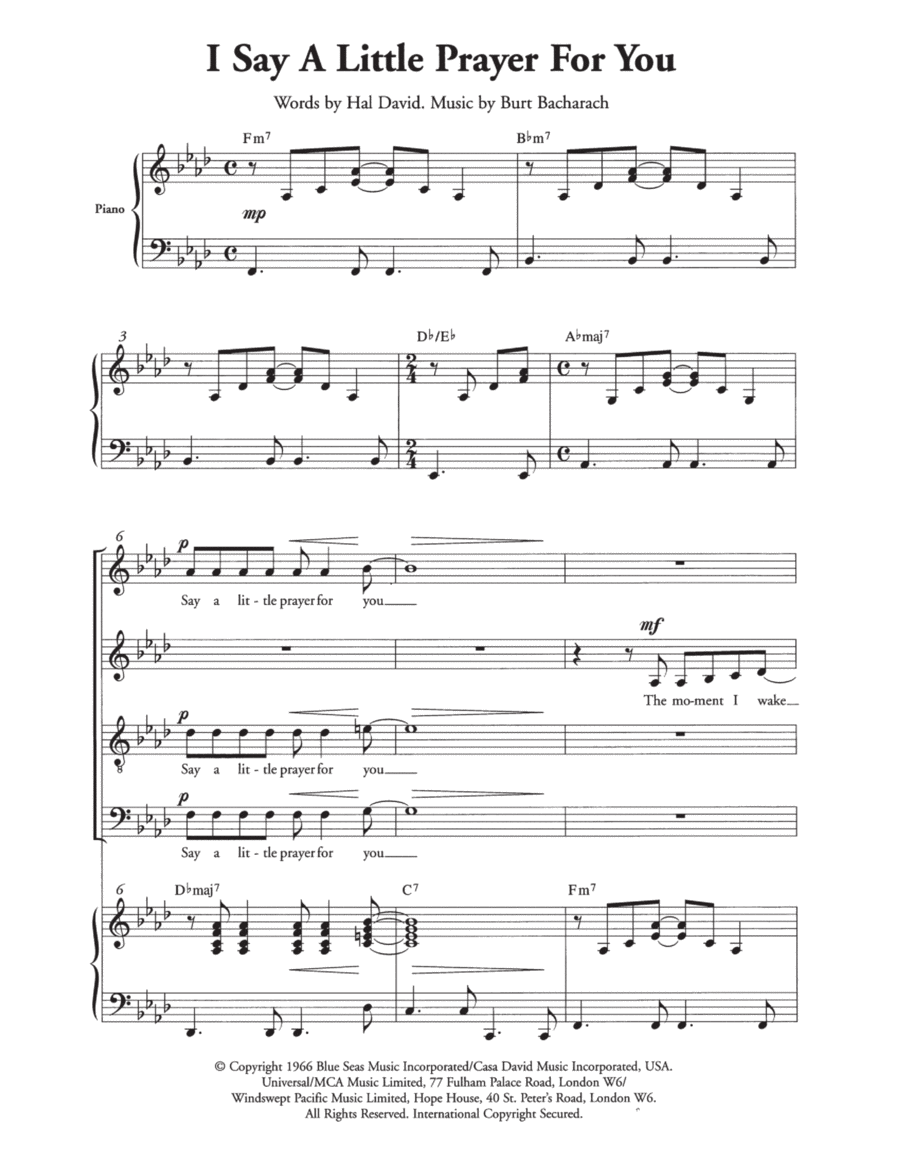 I Say A Little Prayer (arr. Berty Rice) 4-Part scores gallery preview page 1