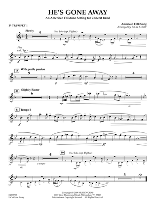 He's Gone Away (An American Folktune Setting for Concert Band) - Bb Trumpet 1