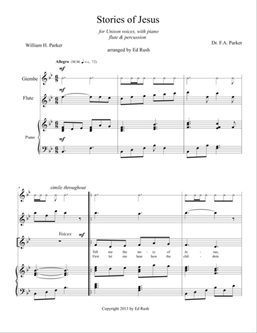 Stories of Jesus Unison Choir scores gallery preview page 1