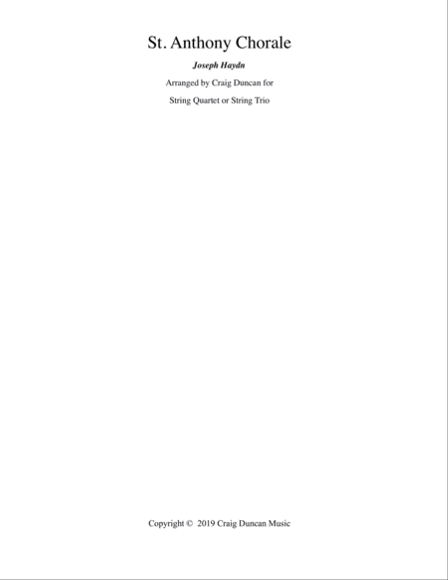 St. Anthony's Chorale String Quartet scores gallery preview page 1