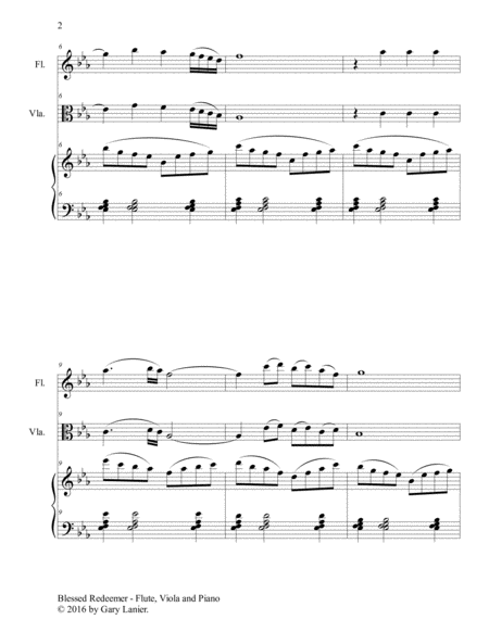 3 FAVORITE HYMNS (Trio - Flute, Viola & Piano with Score/Parts) image number null