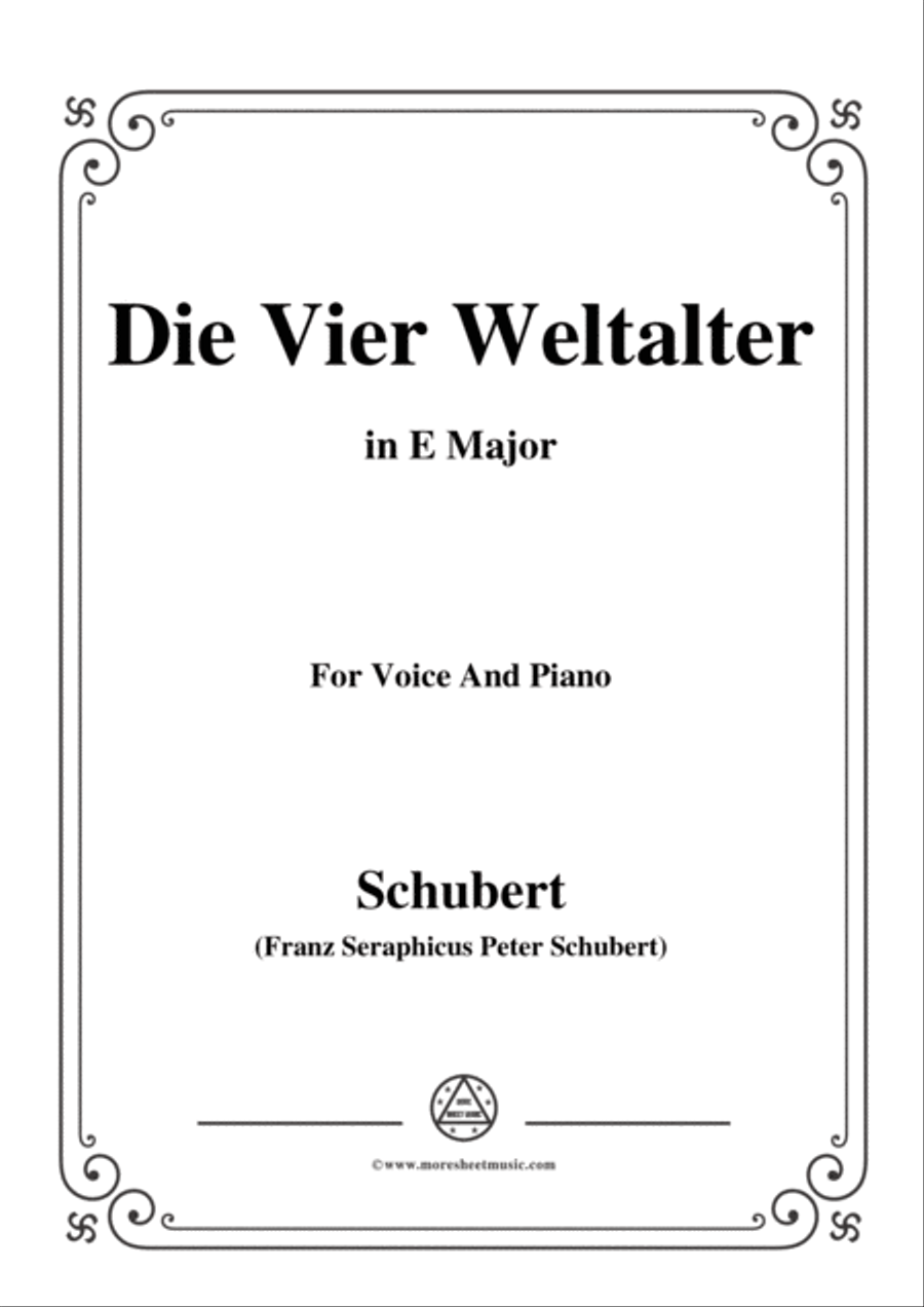 Schubert-Die Vier Weltalter,Op.111 No.3,in E Major,for Voice&Piano Voice scores gallery preview page 1