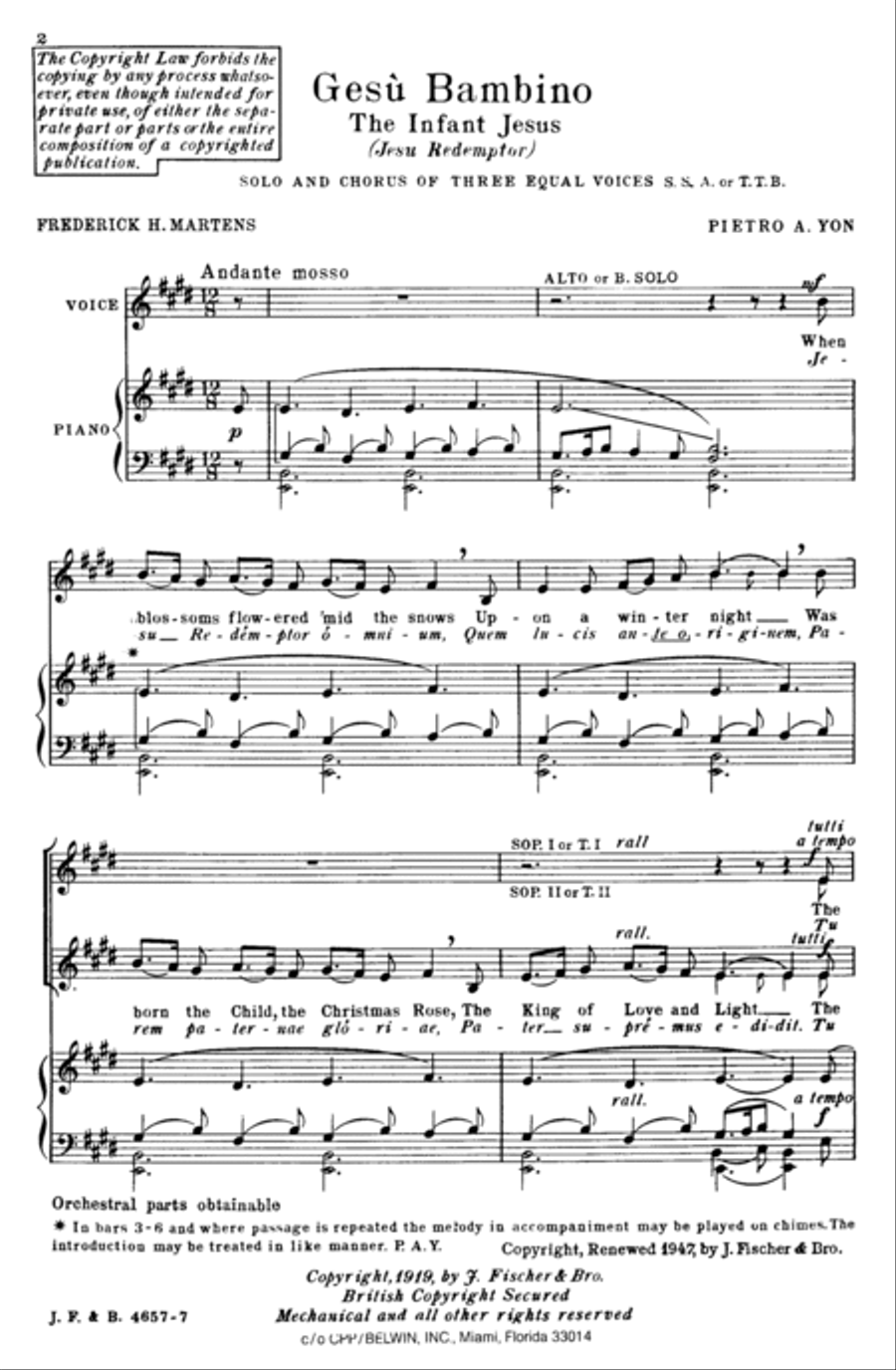 Gesu Bambino (The Infant Jesus) Women's Choir scores gallery preview page 2