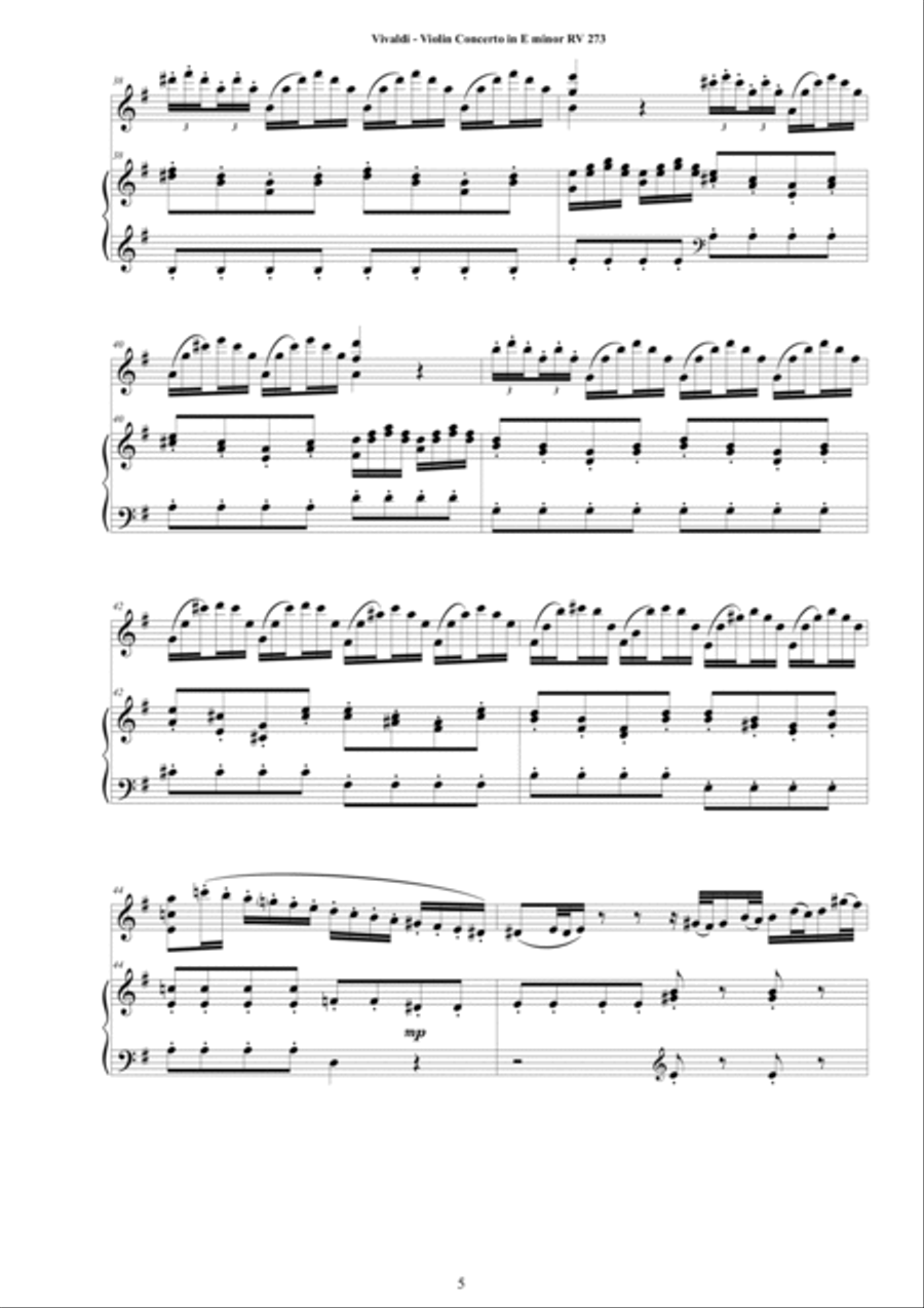 Vivaldi - Violin Concerto in E minor RV 273 for Violin and Cembalo (or Piano) String Duet scores gallery preview page 5