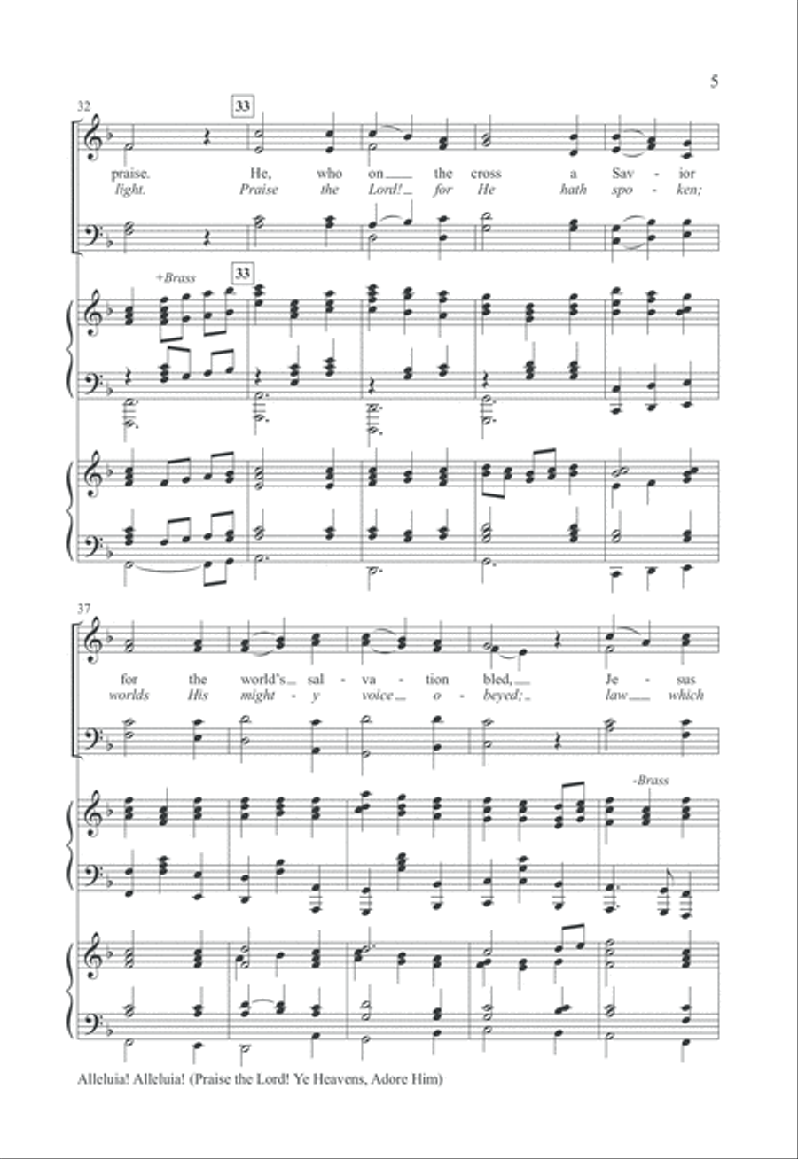 Alleluia! Alleluia!/Praise the Lord! Ye Heavens, Adore Him 4-Part scores gallery preview page 5