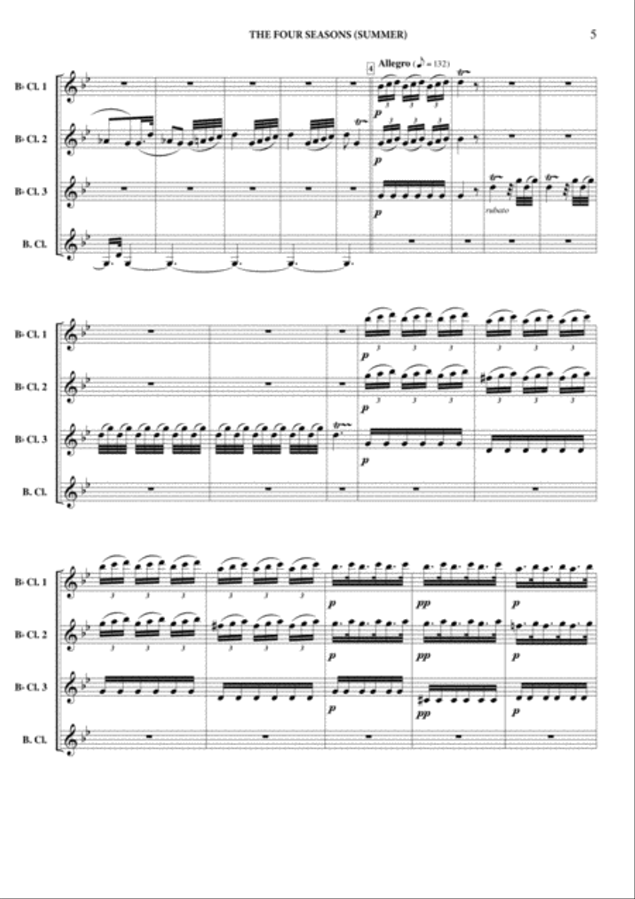 The Four Seasons: Summer Clarinet Quartet scores gallery preview page 6