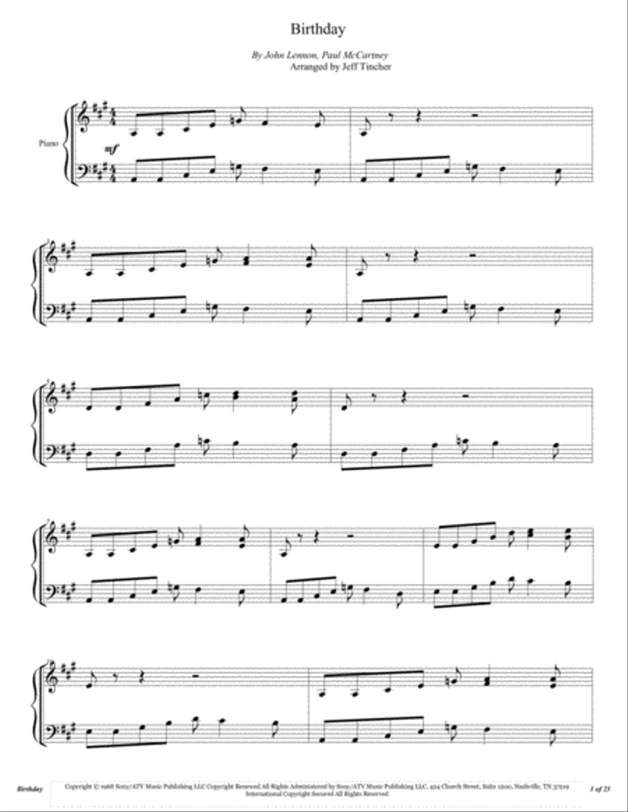 Birthday Birthday 4-Part scores gallery preview page 2