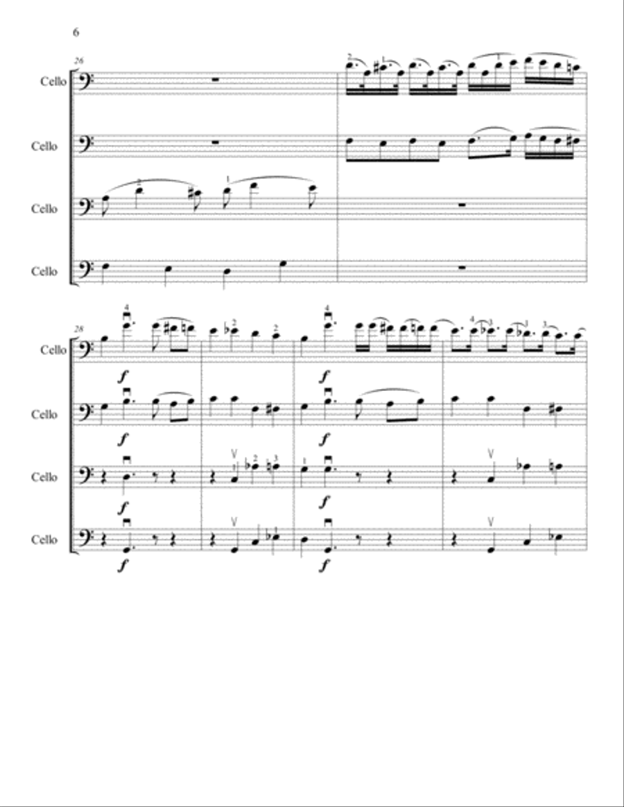 Dotzauer cello quartet from 24 etudes Op.35 No.1 String Quartet scores gallery preview page 6