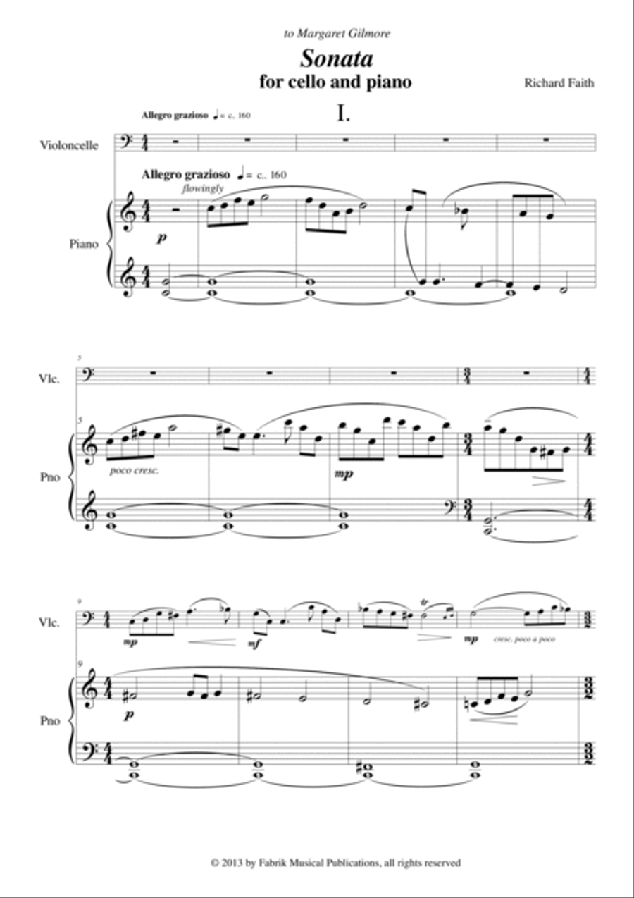Richard Faith : Sonata for Cello and Piano Piano scores gallery preview page 2