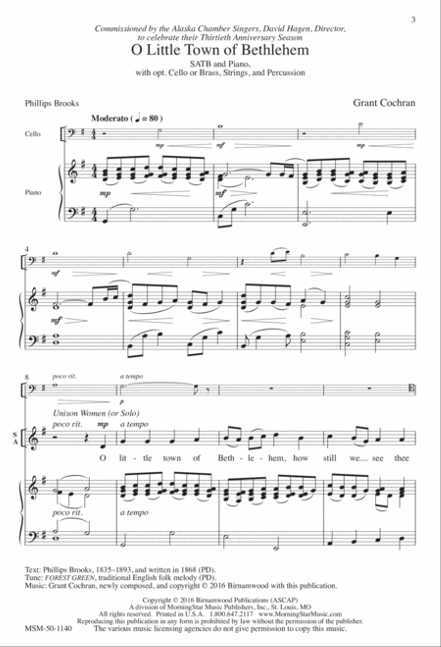 O Little Town of Bethlehem 4-Part scores gallery preview page 3
