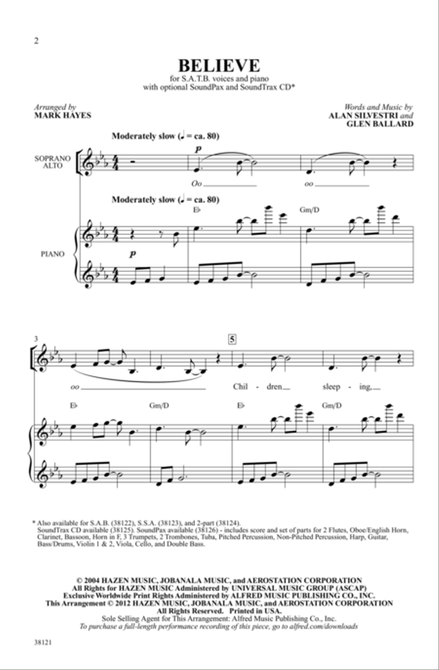 Believe - SoundTrax CD (CD only) Choir scores gallery preview page 2