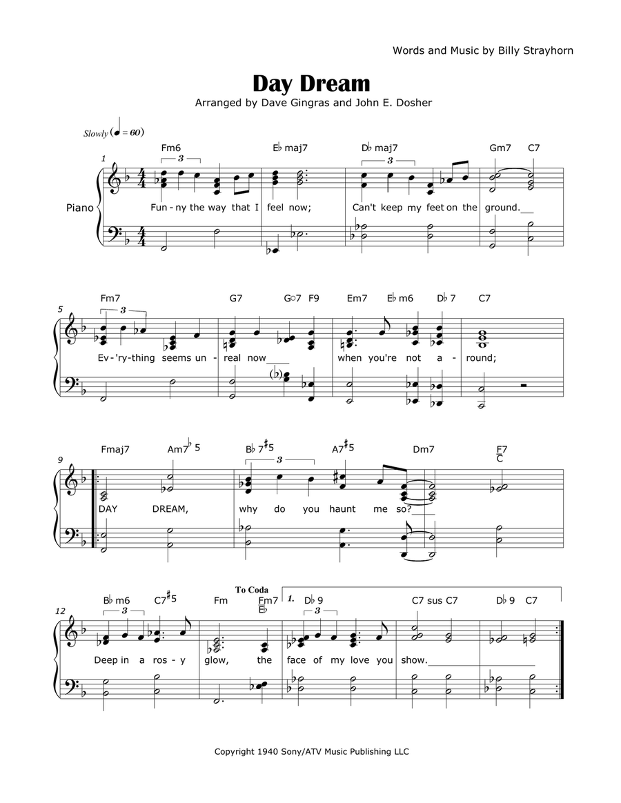 Day Dream Piano, Vocal scores gallery preview page 1