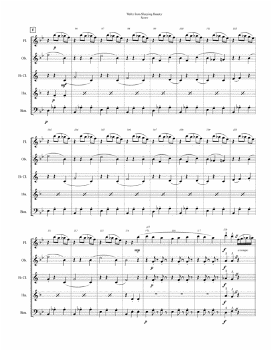 Waltz from Sleeping Beauty (for woodwind quintet) Woodwind Quintet scores gallery preview page 5