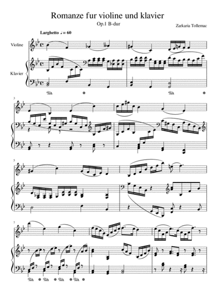 Romance for violin and piano in b flat major, op.1