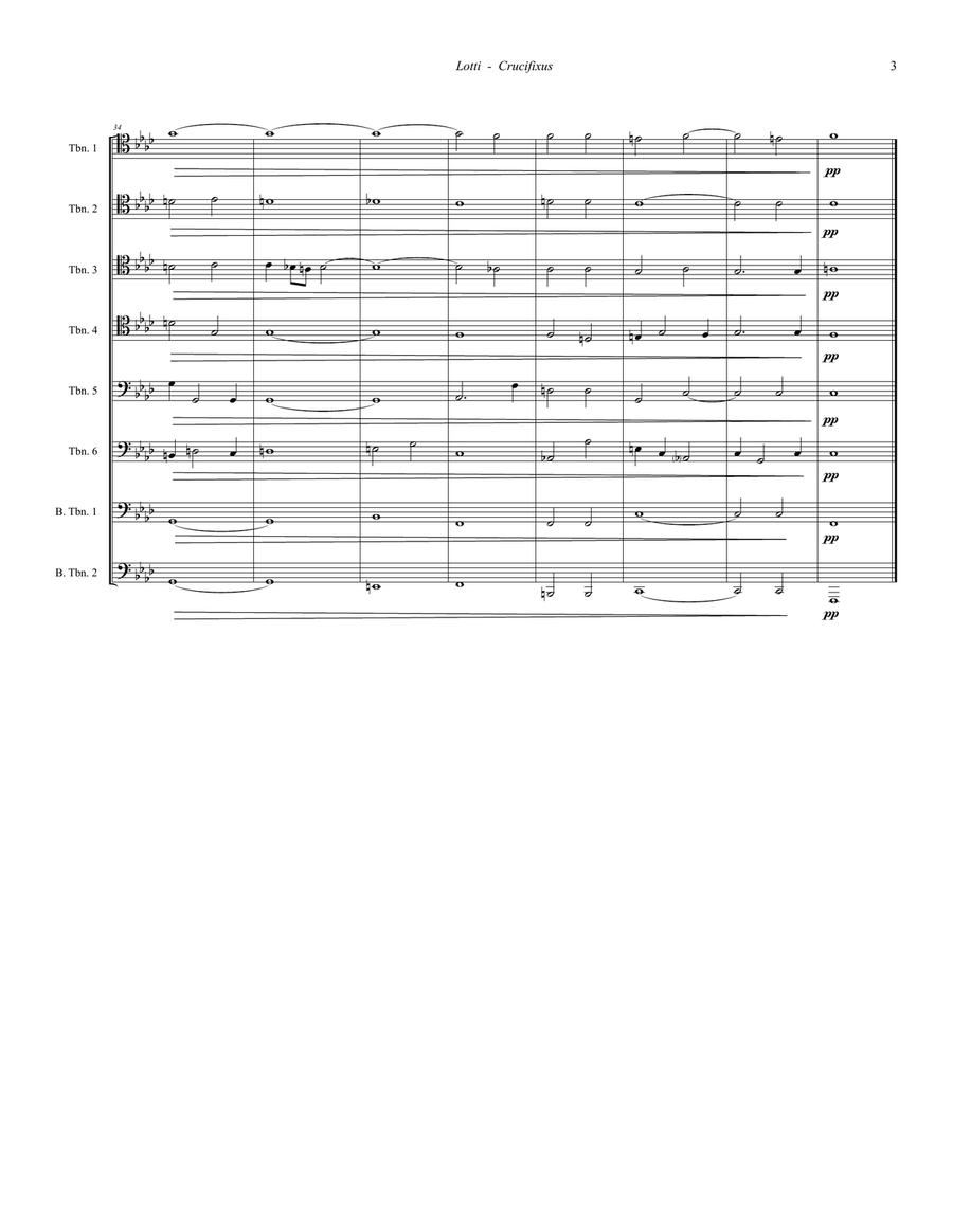 Crucifixus for 8-part Trombone ensemble Brass Ensemble scores gallery preview page 3