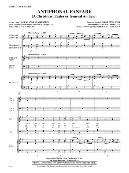 Antiphonal Fanfare (from Zadok the Priest): Score