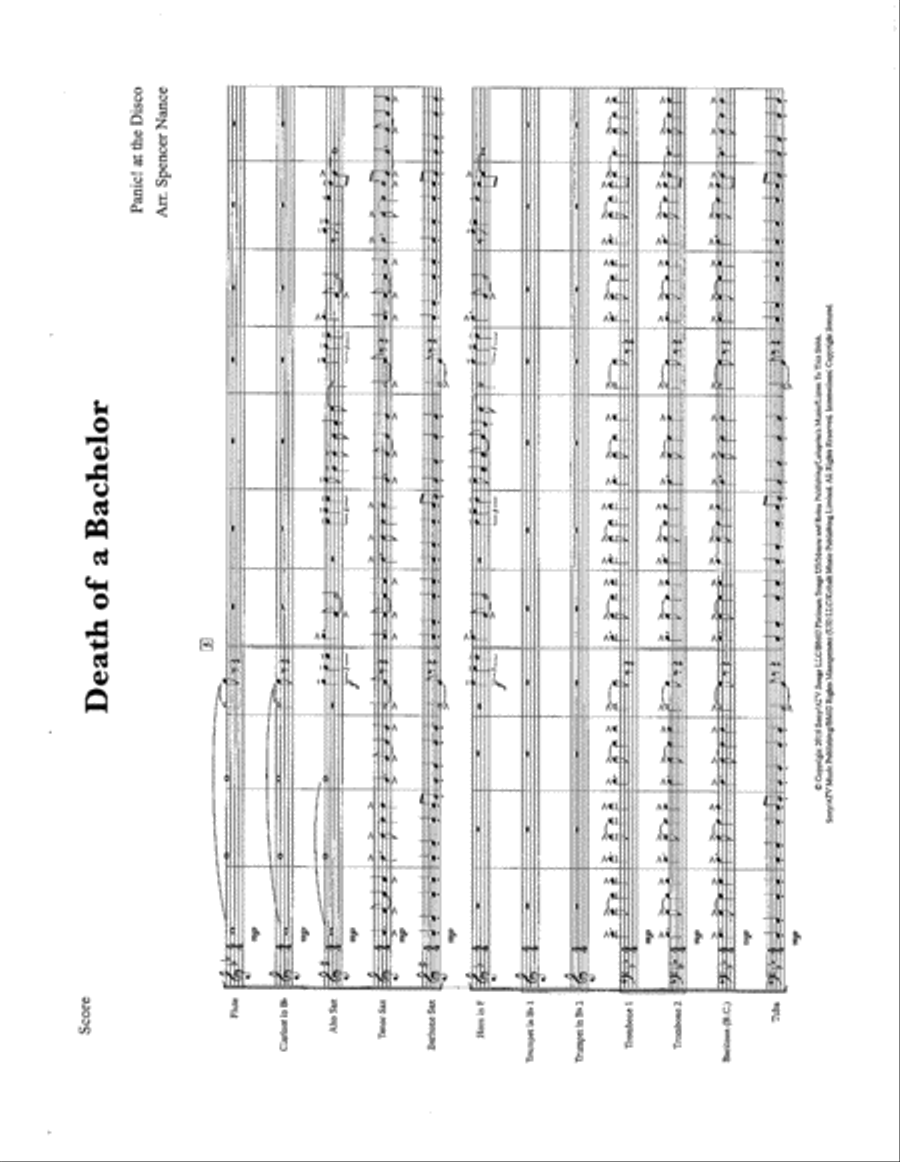 Death Of A Bachelor Death Of A Bachelor Small Ensemble scores gallery preview page 1