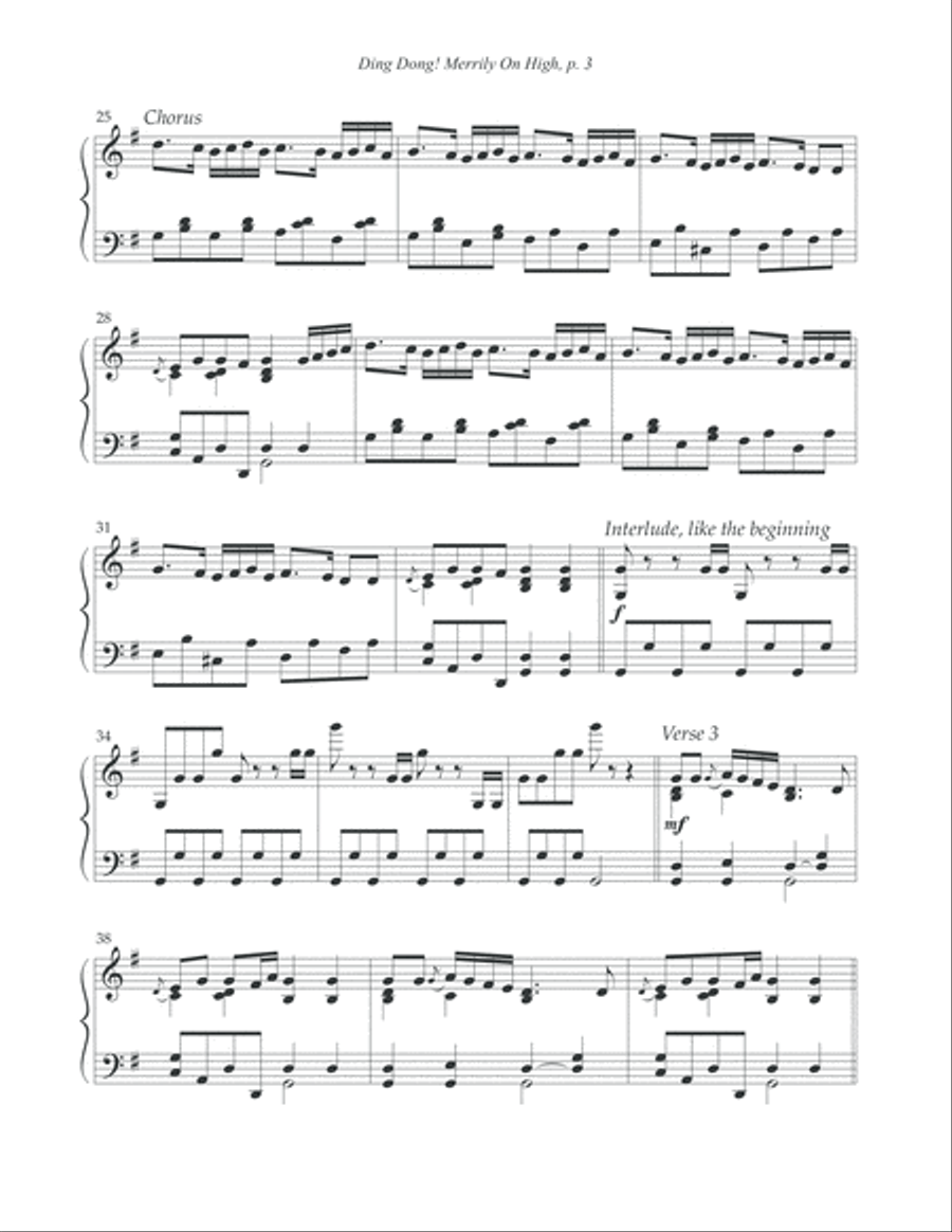 Ding Dong! Merrily On High Piano Solo scores gallery preview page 4