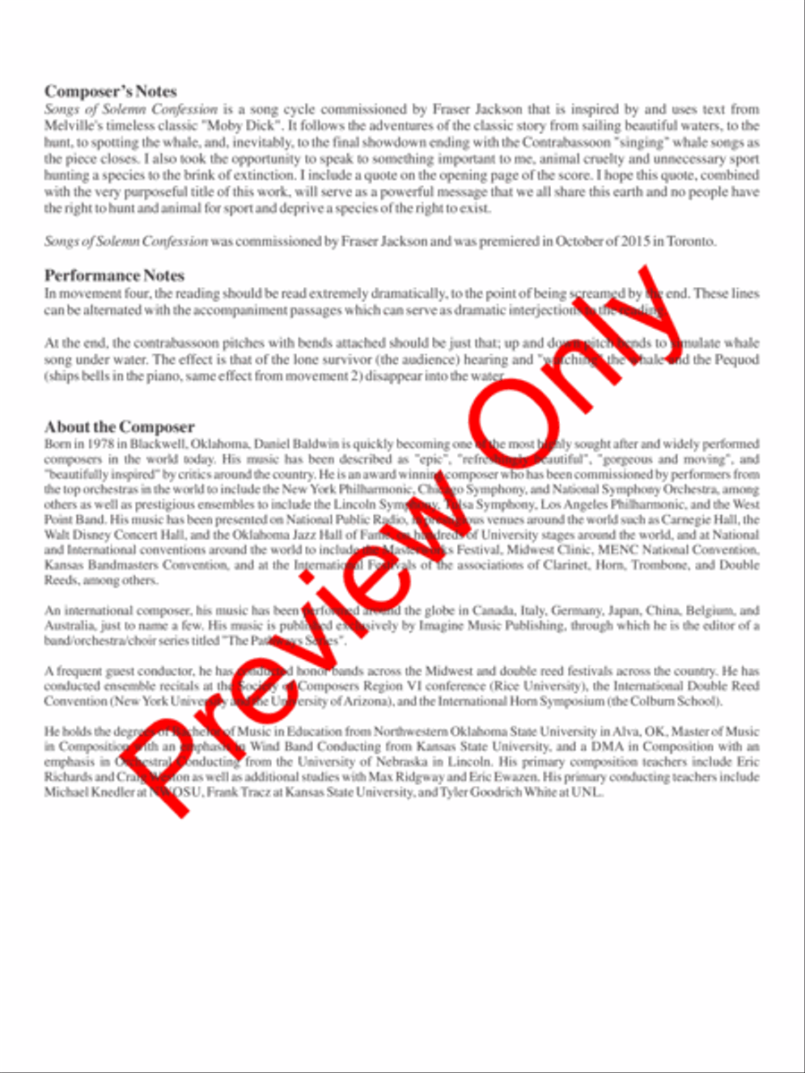 Songs of Solemn Confession: A Song Cycle Bassoon scores gallery preview page 3