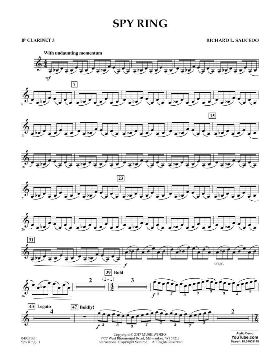 Spy Ring - Bb Clarinet 3 B-Flat Clarinet scores gallery preview page 1