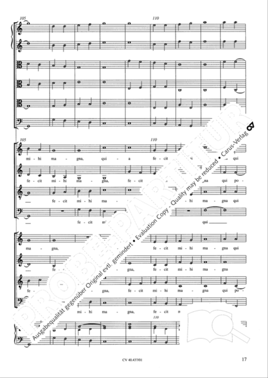 Magnificat a 8 voci con 6 vel 10 istromenti 4-Part scores gallery preview page 13