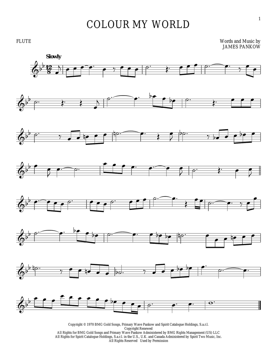 Colour My World Flute Solo scores gallery preview page 1