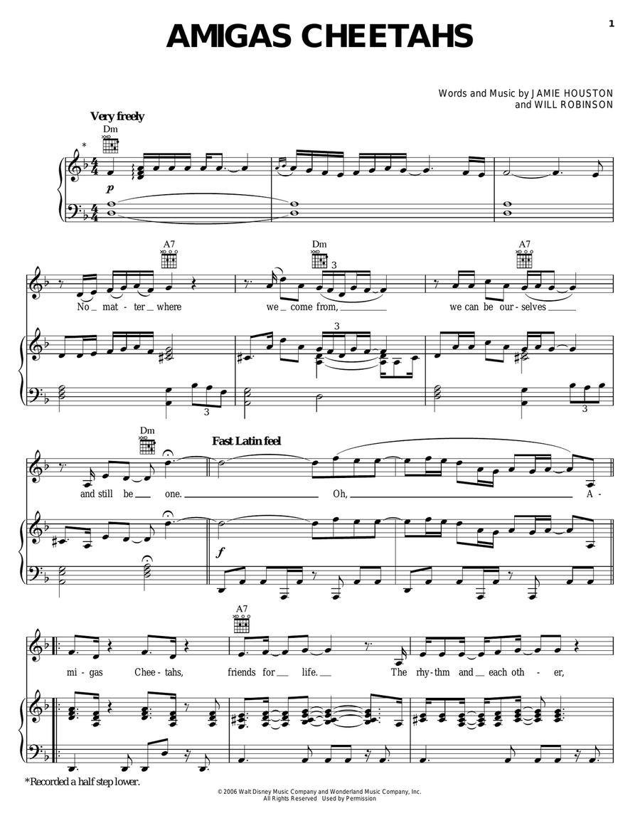 Amiga's Cheetahs Piano, Vocal, Guitar scores gallery preview page 1