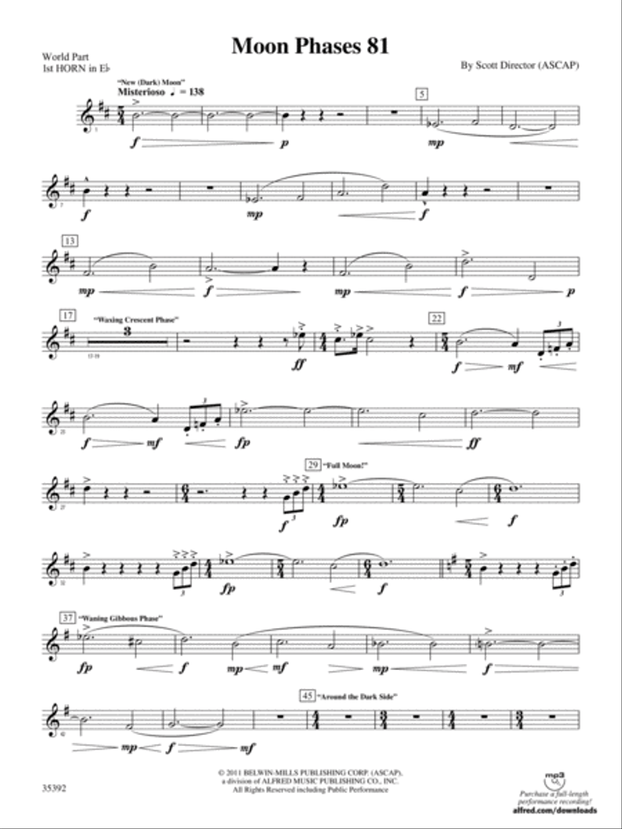 Moon Phases 81: (World Part) 1st Horn in E-flat Concert Band scores gallery preview page 1