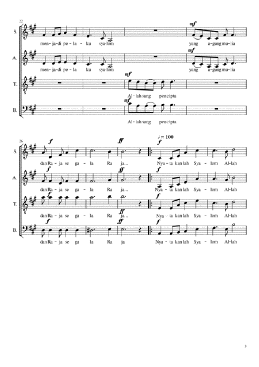 Menjadi Pelaku Syalom Allah 4-Part scores gallery preview page 3