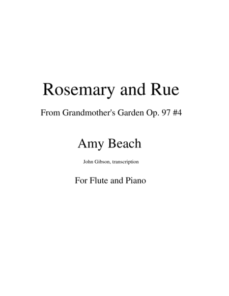 Amy Beach - Rosemary and Rue set for flute and piano image number null
