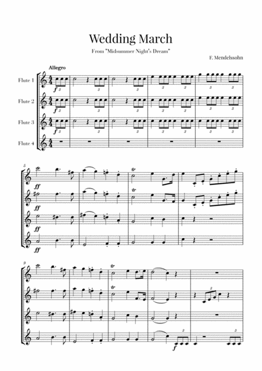 Wedding March for Flute Quartet - Mendelssohn image number null