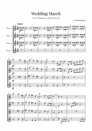 Book cover for Wedding March for Flute Quartet - Mendelssohn