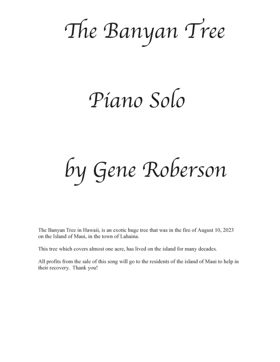 The Banyan Tree Piano Solo Piano Solo scores gallery preview page 1