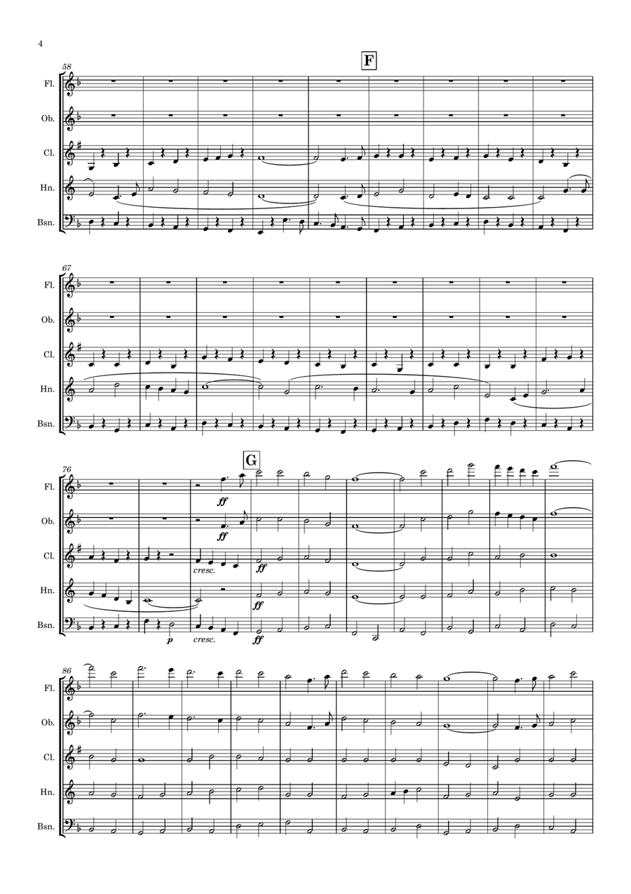 Holst: 2nd Suite in F Op. 28 No.2 (complete) - wind quintet Woodwind Quintet scores gallery preview page 5