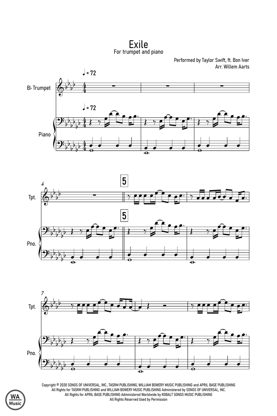 Exile Trumpet Solo scores gallery preview page 1