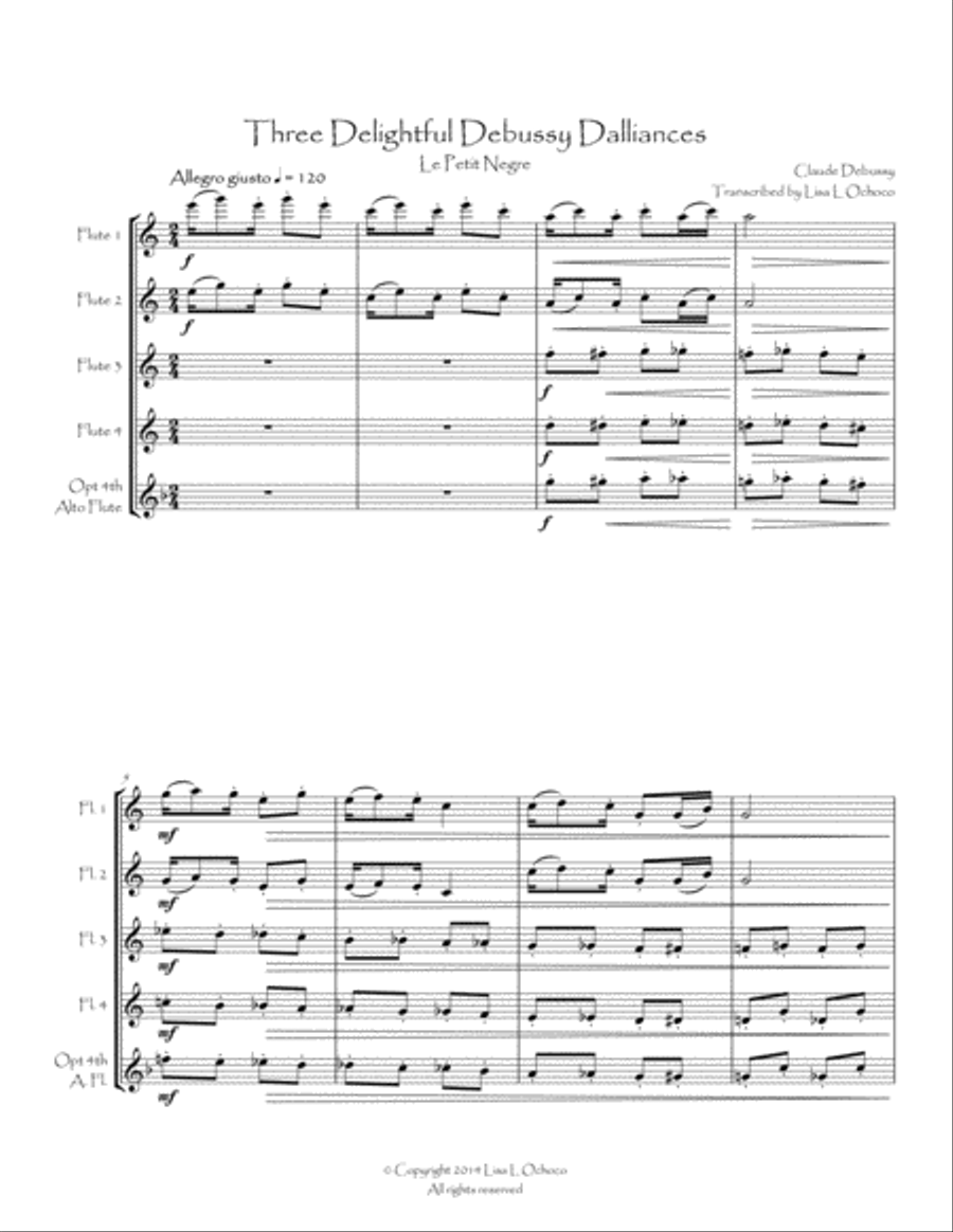 Three Delightful Debussy Dalliances for Flute Quartet Three Delightful Debussy Dalliances for Flute Quartet Flute Quartet scores gallery preview page 4