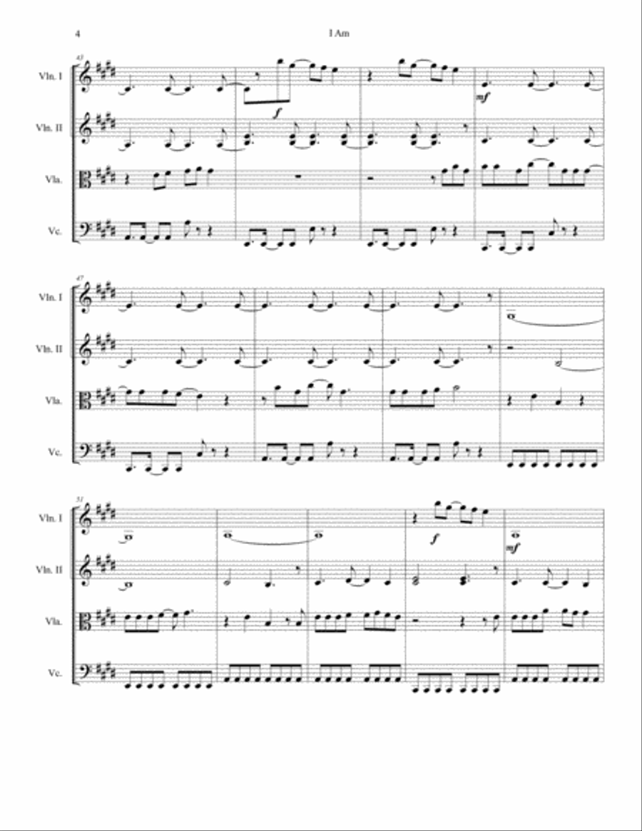 I Am String Quartet scores gallery preview page 4