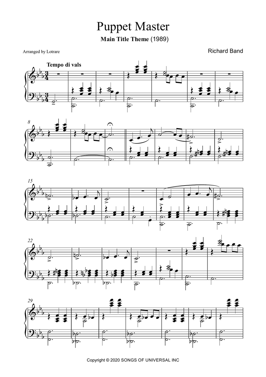 Puppet Master Puppet Master Piano Solo scores gallery preview page 2