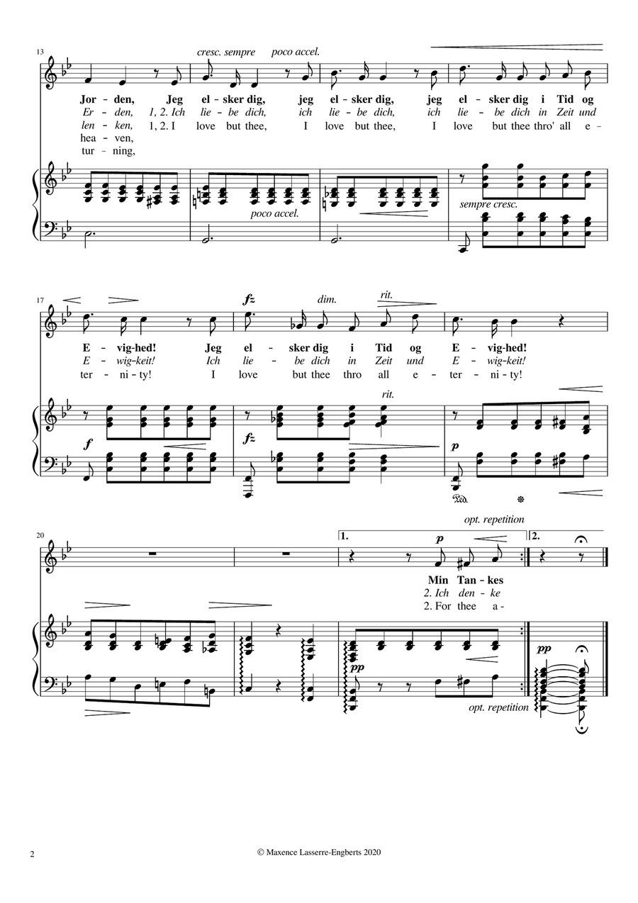 Jeg elsker Dig! / Ich liebe dich [Low Voice; Key: Bb] Low Voice scores gallery preview page 2