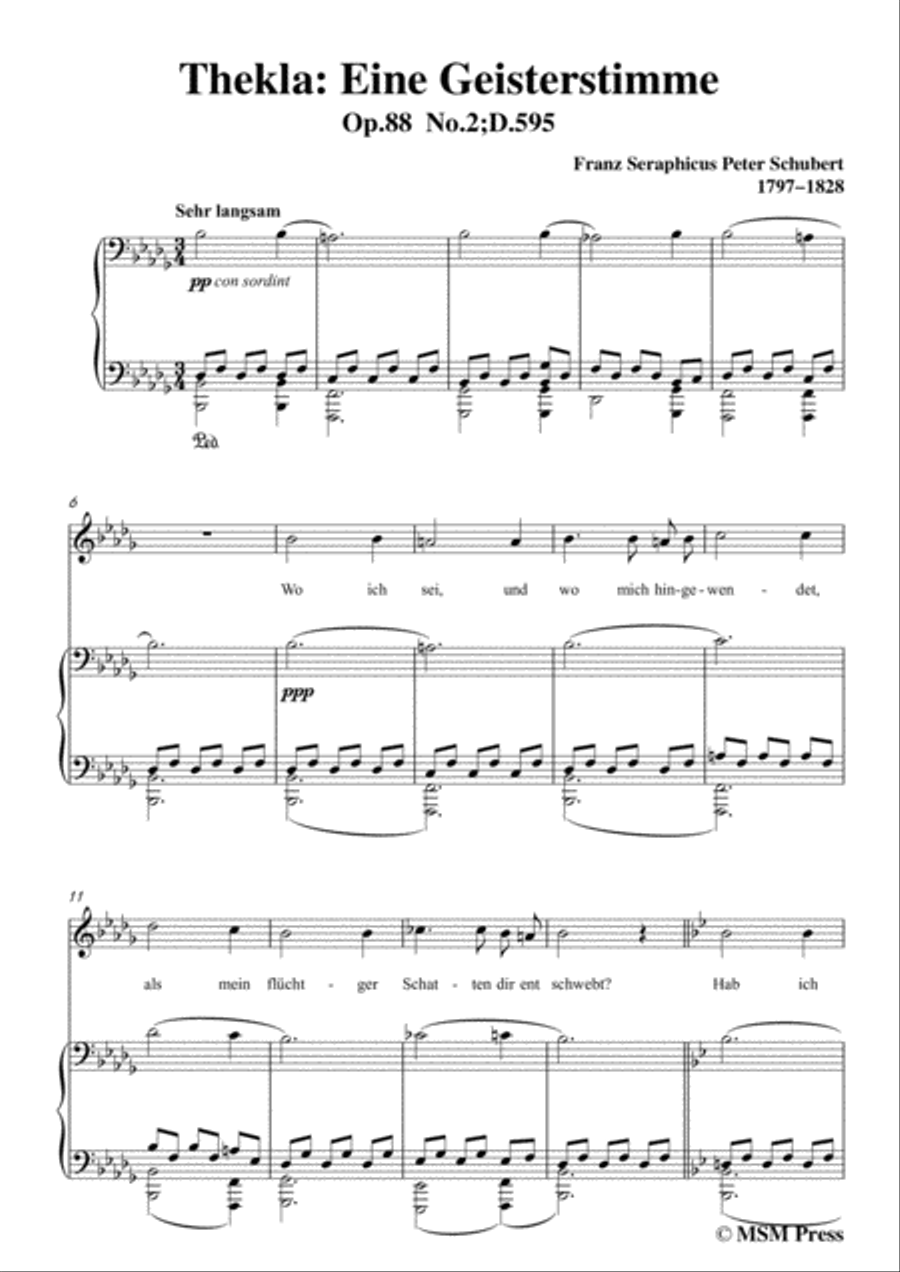 Schubert-Thekla: Eine Geisterstimme(Thekla: A Spirit Voice),D.595,in b flat minor,for Voice&Piano Voice scores gallery preview page 3